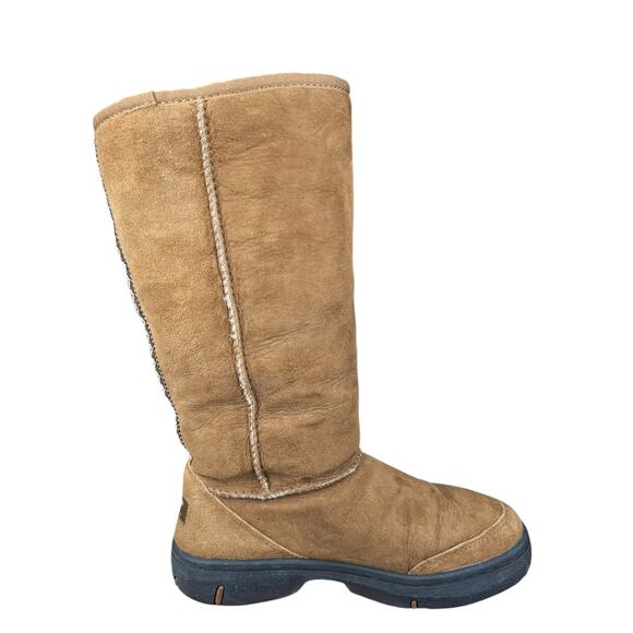 UGG Ultimate Tall Braid Brown Suede Shearling Lined Winter Boots Size US 7 - Picture 4 of 10